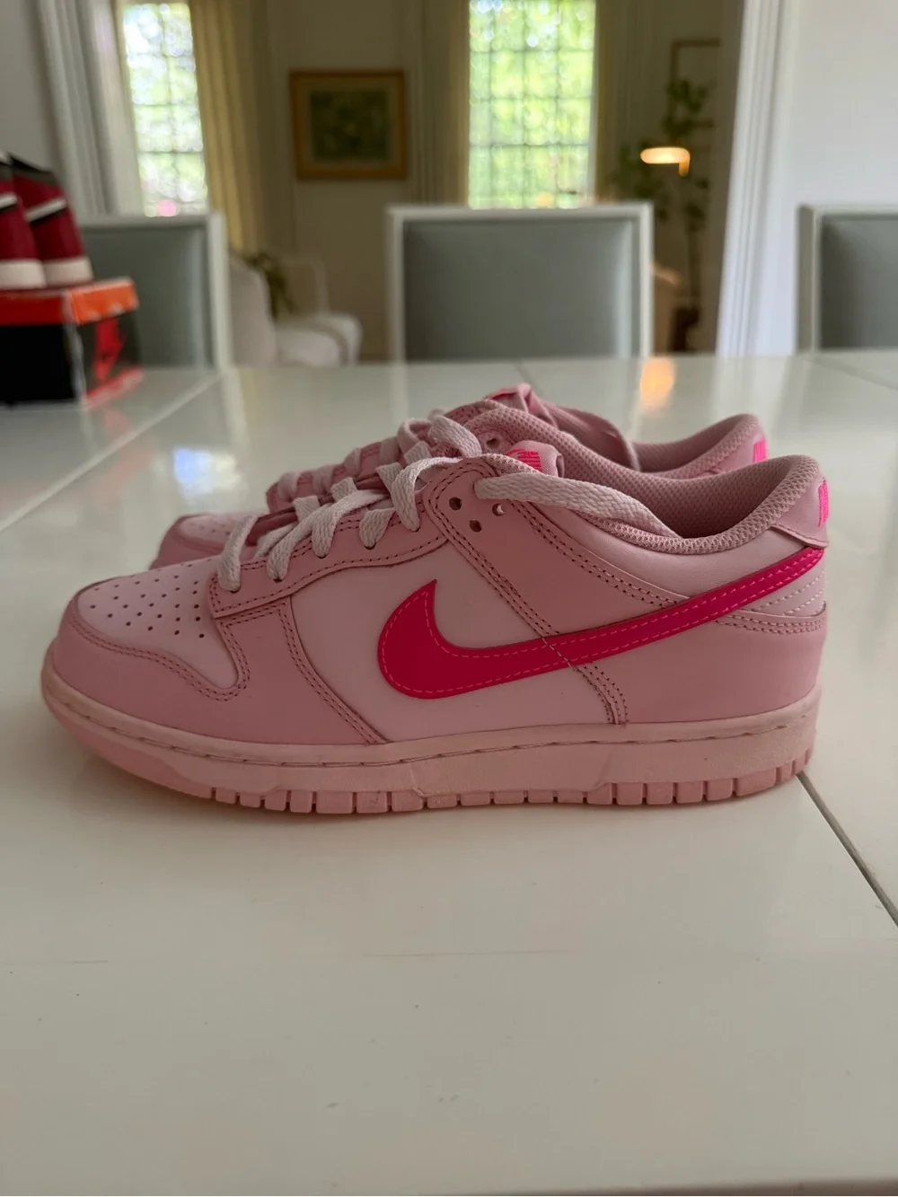Nike Dunk Low Pink with hot pink swoosh